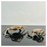 (2pc) Brass Crab-Shaped Ashtrays | Pair (2) of vintage (mid-century) brass crab-shaped ashtrays with