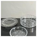 (3pc) Cut Crystal Dishes - Waterford & Others | Waterford cut crystal "Lismore" pattern round dish A