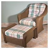 (2pc) Lloyd Flanders Wicker Armchair & Ottoman | Lloyd Flanders "Reflections" Collection resin wicke