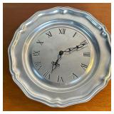 Pewter Plate Wall Clock | Vintage pewter plate wall-mount clock with roman numeral face. - dia. 10.5