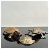 (3pc) Brass Amphibian-Shaped Ashtrays | Three (3) vintage (mid century) brass amphibian-shaped (frog