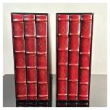 (2pc) Pair of Red Magazine Holders #1 | Pair (2) of magazine holders with vintage book facade. - h. 