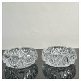 (2pc) Bohemian Cut Crystal Ashtrays | Pair (2) of Bohemian (likely Czechoslovakia) heavy cut crystal