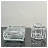 (2pc) Crystal Trinket Boxes (Tiffany & Co. & Other) #2 | Two (2) crystal trinket boxes, both engrave