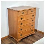 Sheraton Style Six-Drawer Wooden Dresser | Vintage (mid century) Sheraton style rock maple wood six-