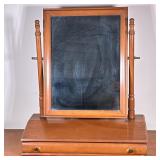 Tabletop Vanity Mirror with Drawer | Vintage (mid century) tabletop wooden vanity mirror with drawer