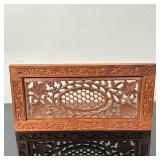 Carved Wooden Wall Decor #1 | Carved wooden wall decor in rectangular shape with trellis-like detail