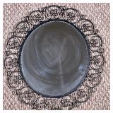 Wrought Iron Round Wall Mirror | Wrought iron indoor/outdoor wall-mount round mirror with curled det