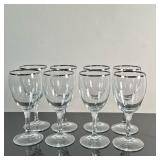 (8pc) Set of Lenox Wine Glasses with Platinum Trim | Set of eight (8) vintage wine glasses with plat