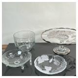 (4pc) Misc. Glass Pieces - Princess House & Others | Princess House (Heritage pattern) style footed 