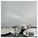 (6pc) Silver Plate Serving Dishes | Round covered dish with handles Oval covered dish with handles R