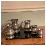 (5pc) Graduated Baluster Pitcher Measuring Cups | Antique (possibly early 1900