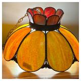 Tiffany Style Slag Glass Light Fixture | Vintage (mid century) Tiffany style hanging light fixture w