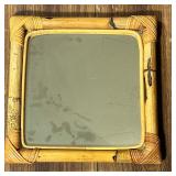 Square Bamboo Framed Wall Mirror | Vintage (mid century) square bamboo framed wall mirror. Dimension