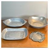 (4pc) Miscellaneous Pewter Pieces | Miscellaneous pewter pieces including serving platters and a sma
