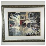 Marilyn Simandle (American, 1946) Oil Painting | Cityscape of a charming city street corner, called 