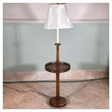 Faux Candle Floor Lamp with Side Table | Vintage faux candle floor lamp with round wooden side table