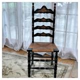 Boling Chair Company Ladderback Chair | Boling Chair Company black painted carved ladder back chair 
