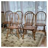 (6pc) Rounded Top Spindle Back Dining Chairs | Set of six (6) rounded top, spindle back dining chair