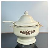 Pfaltzgraff Soup Tureen & Ladle | Vintage (mid century) Platzgraff "Village" pattern lidded stonewar