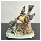 Gold Finch Bird Figurine | "Andrea by Sadek" (Japan) hand-painted "Gold Finch" porcelain figurine. -