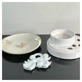 (3pc) Porcelain Pieces - Limoges & Lenox | Haviland Limoges white porcelain angels (holiday ornament