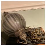 Orb-Shaped Blown Glass Light Fixture | Vintage (mid century) hanging/swag orb-shaped light fixture w