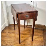 Wooden Drop-Leaf Table | Vintage wooden drop-leaf side or end table. Leaf: 8" each Open: 32" - h. 29