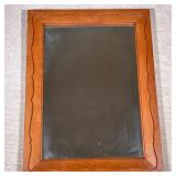 Honey-Colored Wooden Wall Mirror | Large wall-mount mirror with honey-colored wooden frame and etche