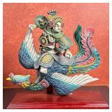 Chinese Warrior Roof Tile | Chinese porcelain roof tile sculpture of a warrior riding a mythical bir