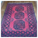 Oriental Style Rug - Red & Black | Red and black colored oriental style rug, possibly of Turkmen/Per