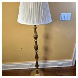 Lightweight Brass Floor Lamp | Vintage (mid 20th c.) lightweight brass floor lamp with pleated lamps