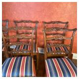 (8pc) Chippendale Style Dining Chairs | Vintage wooden Chippendale style, ladder/ribbon back, uphols