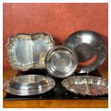 (5pc) Sterling & Silver Plate Serveware | Sterling silver bowl, marked "INTERNATIONAL SILVER CO. 025