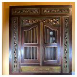 Indian/Balinese "Window Mirror" | Indian/Balinese (island of Bali) traditional painted teakwood wind
