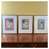 (3pc) Unknown Artists (Indian, 18th c.) Miniature Paintings | Indian miniature paintings depicting t
