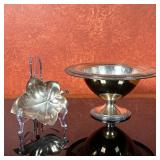 (2pc) Tiffany & Co. & Meridien Silver Dishes | Tiffany & Co. sterling silver maple leaf-shaped dish.