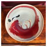 Modern Hand-Crafted Ceramic Plate | Modern hand-crafted studio ceramic plate with red painted detail