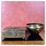 (2pc) Indian Brass Singing Bowl & Pan Dani | Indian brass singing bowl (for meditation). Marked on u