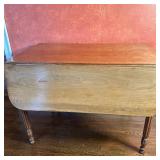 Drop Leaf Wooden Table - 1/2 | Antique (19th c.) drop leaf wooden table serves as a sofa table when 