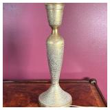 Middle Eastern Tall Brass Table Lamp | Middle Eastern-inspired tall brass table lamp with etched det