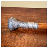Walking Stick/Cane with Ornate Handle | Antique wooden walking stick/cane with ornate silver or pewt