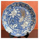 Chinese Porcelain Plate - Blue & Gold | Vintage (late 19th c.) Chinese blue porcelain plate with pho