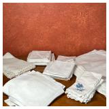 Collection Of Fine White Linens | Collection of fine linens including one white linen tablecloth (si