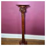 Mahogany Column Pedestal - 1/2 | Mahogany column pedestal/plant stand with ionic-style carved detail