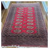Oriental Style Rug - Red With Label | Vintage (mid 20th c.) red colored oriental style rug, possibly