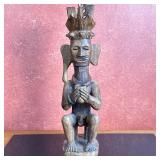 Indonesian Carved Wood Sculpture | Indonesian carved wood sculpture, likely from the Nias tribe (Sam