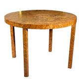 BURLWOOD ROUND TABLE | Round wood table with burlwood veneer - h. 29 x dia. 40 in