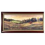 SIGNED PASTEL ARTWORK | Autumn field. Pastel on paper. 23.5 x 59.5 in. Sight. Signed lower right - h