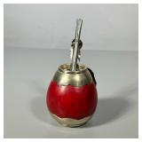 SILVER YERBA MATE GOURD & STRAW | Silver Yerba mate straw & rimmed gourd - h. 6 x dia. 3 in (gourd w